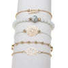 Arcoris White Marble Filigree Pendant & Love 5 Piece Bracelet Set