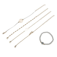 Arcoris White Marble Filigree Pendant & Love 5 Piece Bracelet Set