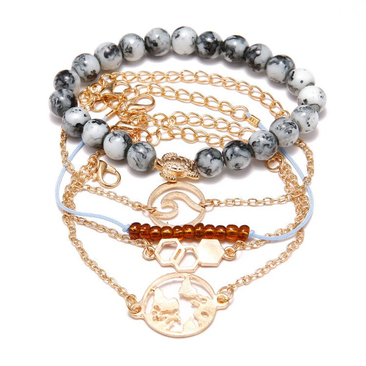 Cleaning Our Oceans Marble 5 Piece Bracelet Set