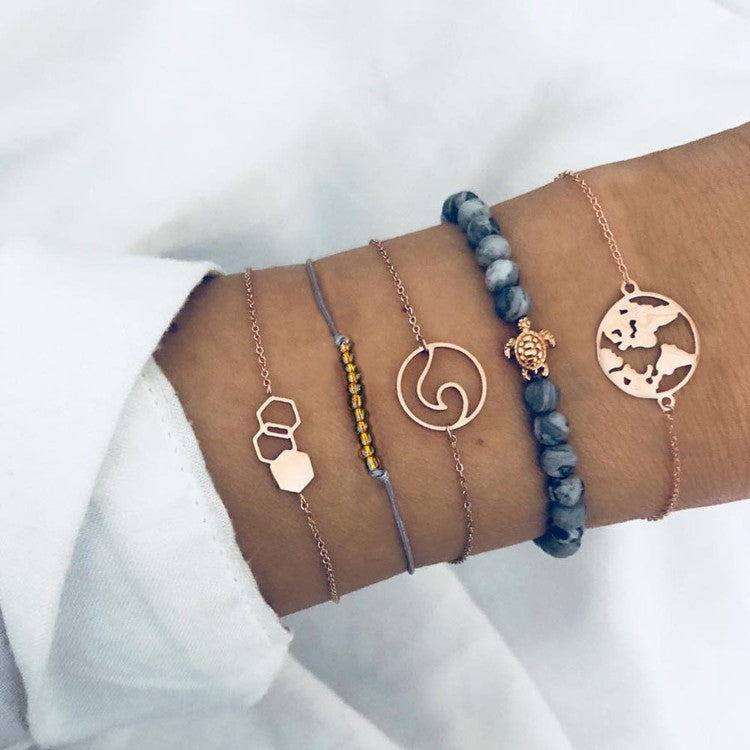 Cleaning Our Oceans Marble 5 Piece Bracelet Set