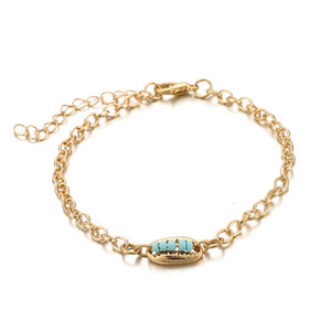 Turquoise Sea-Shell 3 Piece Bracelet Set in 14K Gold