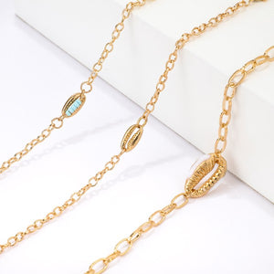 Turquoise Sea-Shell 3 Piece Bracelet Set in 14K Gold