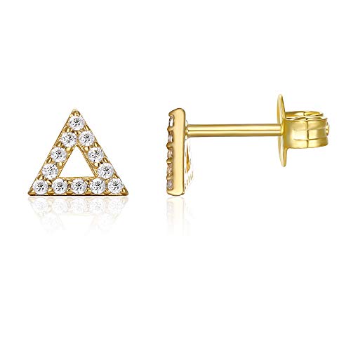 6mm Pave Triangle Stud Earring with Swarovski Crystals - 14K Gold Plated, Earring, Golden NYC Jewelry, Golden NYC Jewelry  jewelryjewelry deals, swarovski crystal jewelry, groupon jewelry,, jewelry for mom,