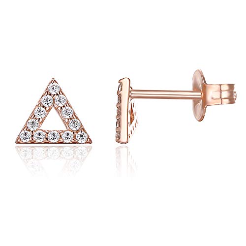 6mm Pave Triangle Stud Earring with Swarovski Crystals - 14K Rose Gold Plated, Earring, Golden NYC Jewelry, Golden NYC Jewelry  jewelryjewelry deals, swarovski crystal jewelry, groupon jewelry,, jewelry for mom,