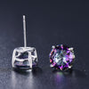 Mystic Topaz Embellished with Swarovski Crystals 7mm Stud Earringin 18K White Gold Plated