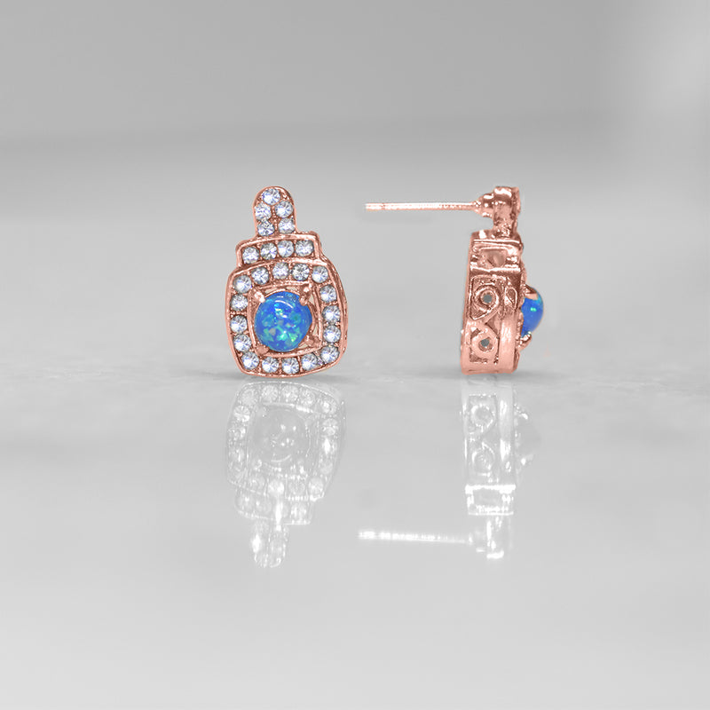 Oceanic Opal Double Halo Stud Earrings Made With Swarovski Elements in 18K Gold Plating