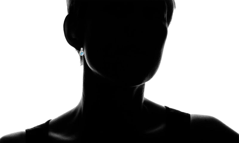 Oceanic Opal Double Halo Stud Earrings Made With Swarovski Elements in 18K Gold Plating