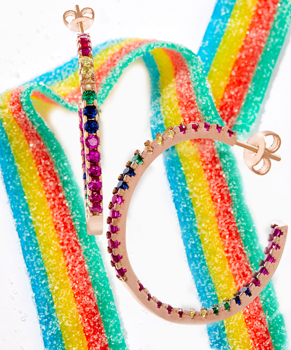 Candy Lover Rainbow Pave Swarovski Hoop Earring (3 Colors available), Earring, Golden NYC Jewelry, Golden NYC Jewelry jewelryjewelry deals, swarovski crystal jewelry, groupon jewelry,, jewelry for mom,