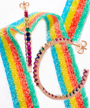 Candy Lover Rainbow Pave Swarovski Hoop Earring (3 Colors available), Earring, Golden NYC Jewelry, Golden NYC Jewelry  jewelryjewelry deals, swarovski crystal jewelry, groupon jewelry,, jewelry for mom,
