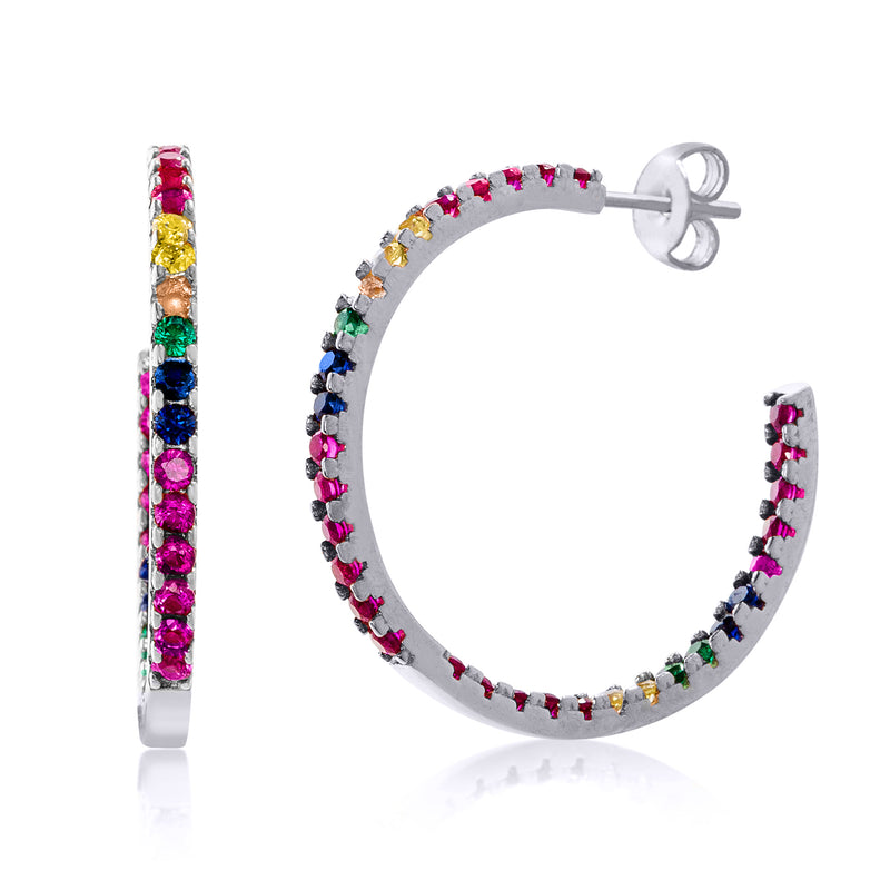 Candy Lover Rainbow Pave Swarovski Hoop Earring (3 Colors available), Earring, Golden NYC Jewelry, Golden NYC Jewelry jewelryjewelry deals, swarovski crystal jewelry, groupon jewelry,, jewelry for mom,
