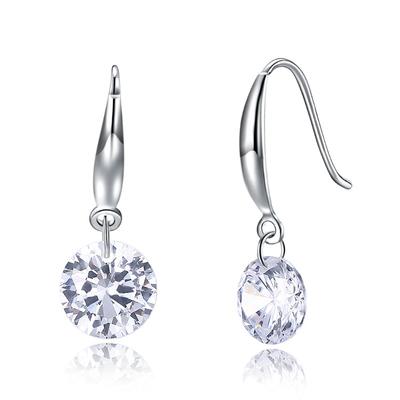 Naked Drill Drop Swarovski Crystal Earringin 18K White Gold Plated