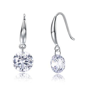 Naked Drill Drop Austrian Crystal Earringin 18K White Gold Plated