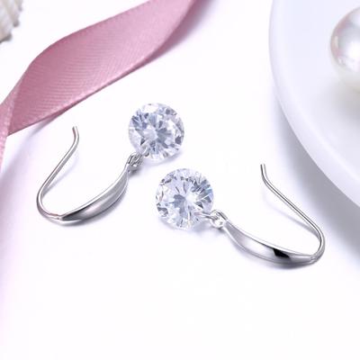 Naked Drill Drop Swarovski Crystal Earringin 18K White Gold Plated