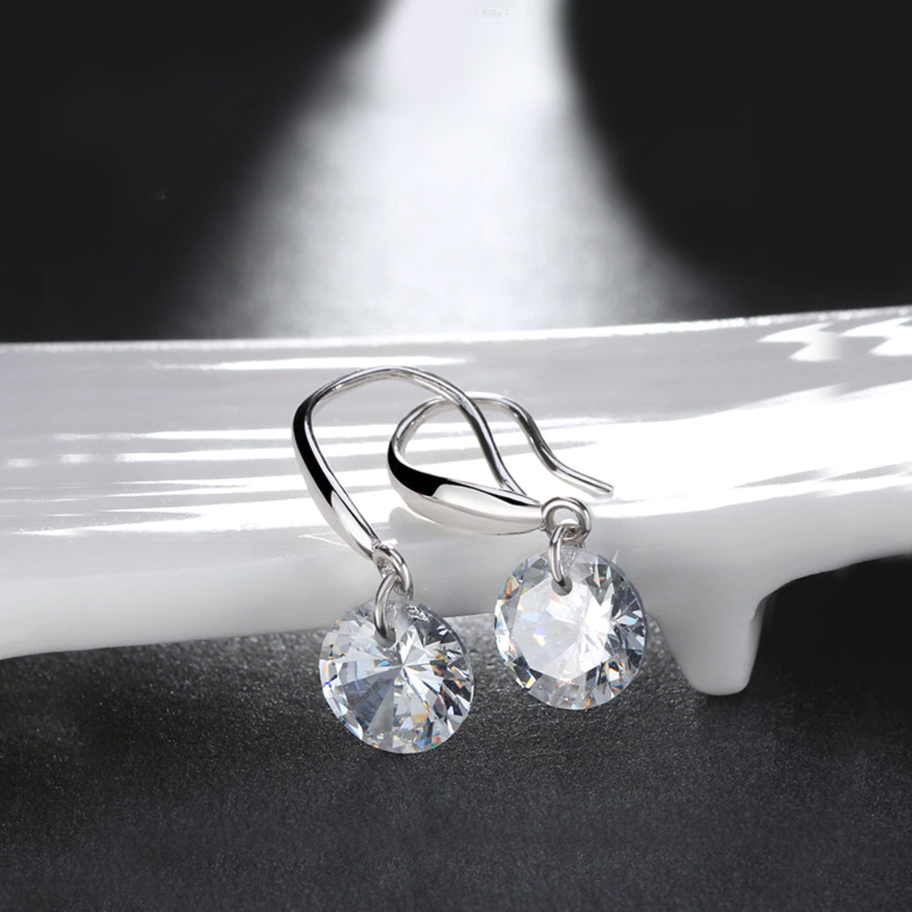 Naked Drill Drop Swarovski Crystal Earringin 18K White Gold Plated
