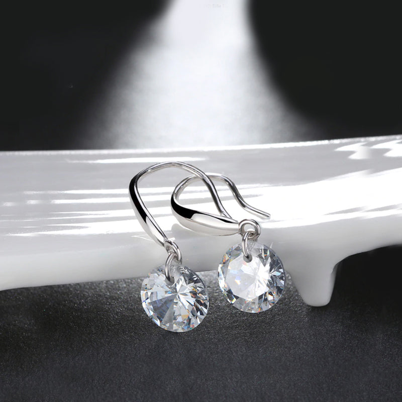 Naked Drill Drop Swarovski Crystal Earringin 18K White Gold Plated