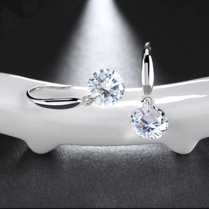 Austrian Crystal Drill Drop Earring in 18K White Gold Plated