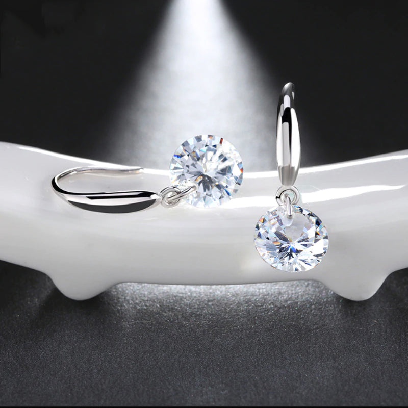 Stunning Austrian Crystal Drill Drop Earring in 18K White Gold Plated