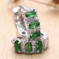 Simulated Gemstone Multi Gem Earrings in 18K White Gold (Multiple Options)