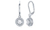 Pave Halo Disc Drop Earring Embellished with Swarovski Crystals in 18K White Gold Plated