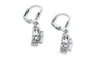 Pave Halo Disc Drop Earring Embellished with Swarovski Crystals in 18K White Gold Plated