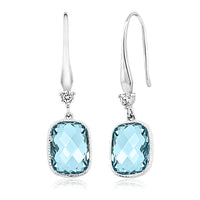 Blue Topaz Diamond Cut Drop Earringin 18K White Gold Plated, Earring, Golden NYC Jewelry, Golden NYC Jewelry jewelryjewelry deals, swarovski crystal jewelry, groupon jewelry,, jewelry for mom,
