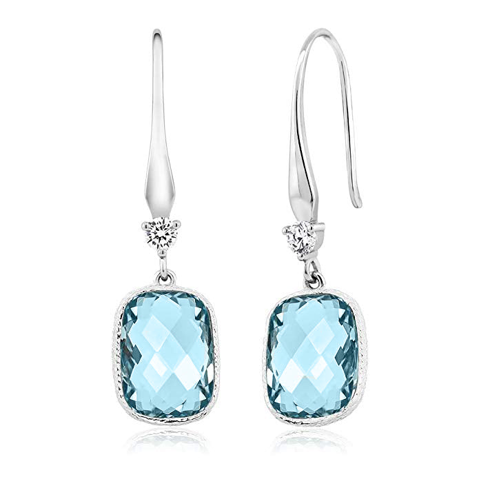 Blue Topaz Diamond Cut Drop Earringin 18K White Gold Plated, Earring, Golden NYC Jewelry, Golden NYC Jewelry  jewelryjewelry deals, swarovski crystal jewelry, groupon jewelry,, jewelry for mom,