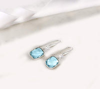 Blue Topaz Diamond Cut Drop Earringin 18K White Gold Plated, Earring, Golden NYC Jewelry, Golden NYC Jewelry jewelryjewelry deals, swarovski crystal jewelry, groupon jewelry,, jewelry for mom,