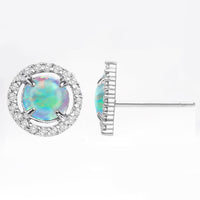 2.50 Ct Opal Created Round Halo Stud Earringin 18K White Gold Plated, Earring, Golden NYC Jewelry, Golden NYC Jewelry jewelryjewelry deals, swarovski crystal jewelry, groupon jewelry,, jewelry for mom,