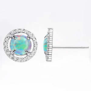 2.50 Ct Opal Created Round Halo Stud Earringin 18K White Gold Plated, Earring, Golden NYC Jewelry, Golden NYC Jewelry  jewelryjewelry deals, swarovski crystal jewelry, groupon jewelry,, jewelry for mom,