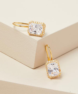 Classic Leverback Rectangle Drop Earring