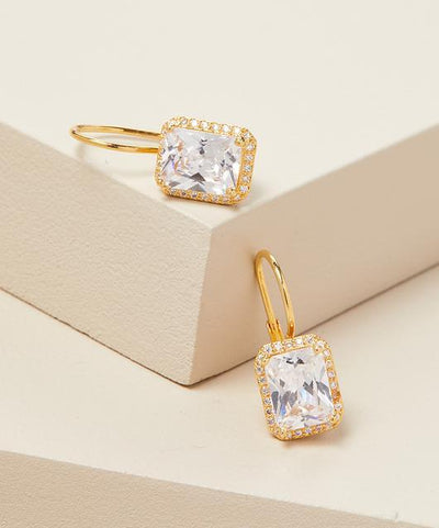 Classic Leverback Rectangle Drop Earring