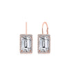 Emerald Cut Austrian Elements Leverback Earrings in 14K Rose Gold Plating