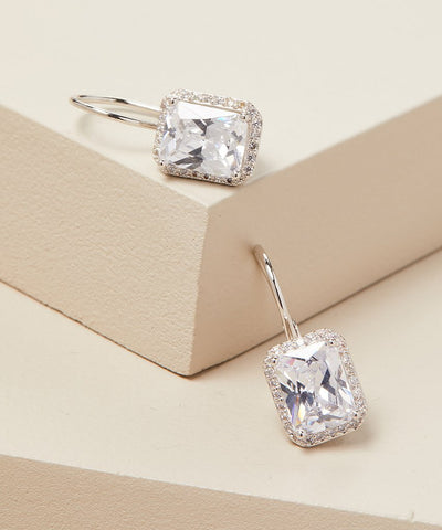 Classic Leverback Rectangle Drop Earring
