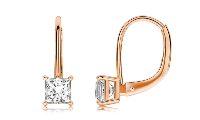 Diamond Princess Cut Leverback Earringin 18K Rose Gold Plated, Earring, Golden NYC Jewelry, Golden NYC Jewelry jewelryjewelry deals, swarovski crystal jewelry, groupon jewelry,, jewelry for mom,