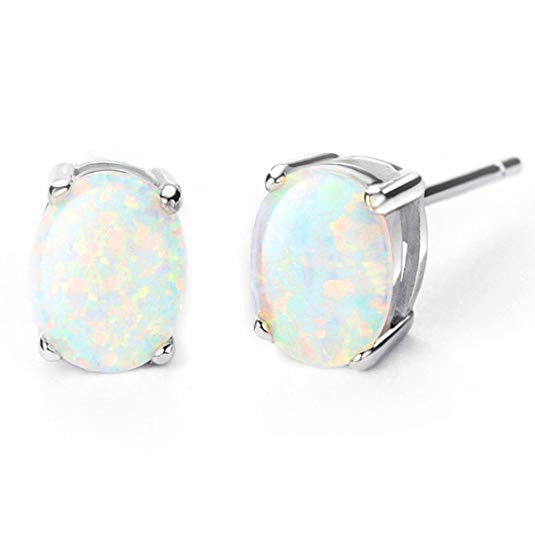 3.00 CT Oval Cut Opal Stud Earring in 18K White Gold Plated, Earring, Golden NYC Jewelry, Golden NYC Jewelry jewelryjewelry deals, swarovski crystal jewelry, groupon jewelry,, jewelry for mom,