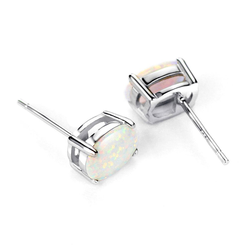 3.00 CT Oval Cut Opal Stud Earring in 18K White Gold Plated, Earring, Golden NYC Jewelry, Golden NYC Jewelry jewelryjewelry deals, swarovski crystal jewelry, groupon jewelry,, jewelry for mom,