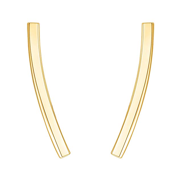 Pav'e Austrian Elements Curved Bar Studs in 14K White Gold