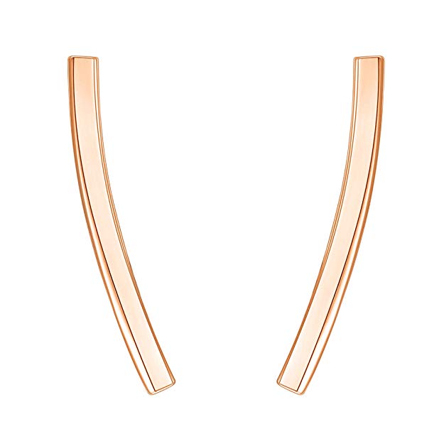 Pav'e Austrian Elements Curved Bar Studs in 14K Rose Gold