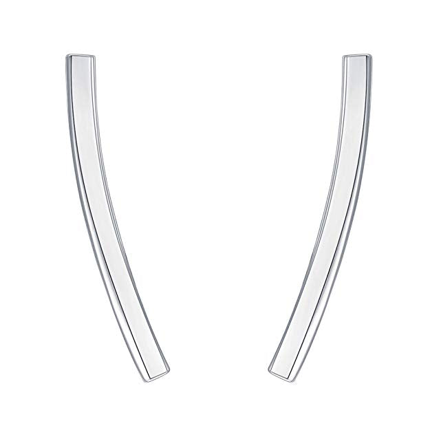 Pav'e Austrian Elements Curved Bar Studs in 14K WGold