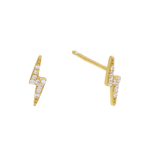 Mini Lighting Bolt Austrian Elements Studs in 14K Gold