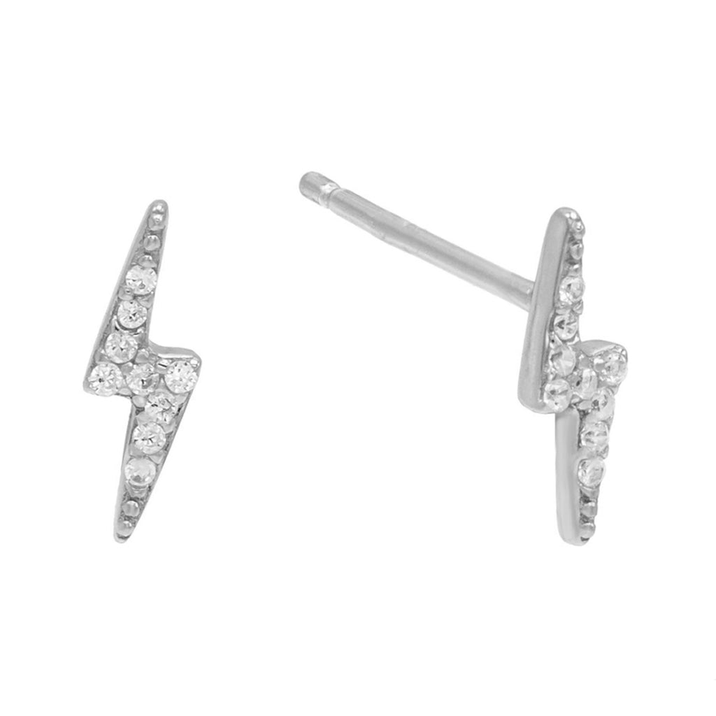 Mini Lighting Bolt Austrian Elements Studs in 14K White Gold