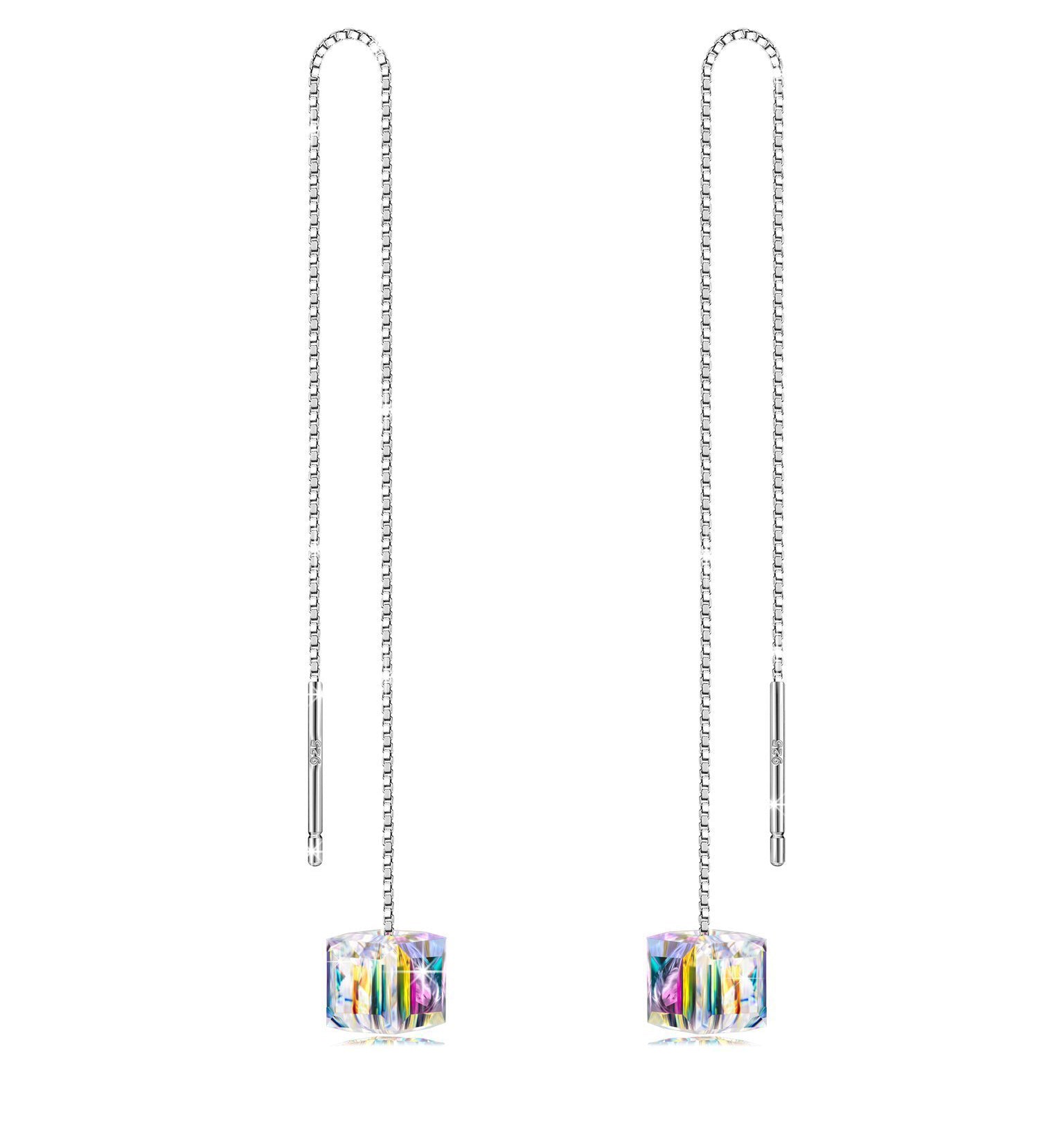 Aurora Borealis Swarovski Elements Dangling Earrings in 18K White Gold, earr, Golden NYC Jewelry, Golden NYC Jewelry jewelryjewelry deals, swarovski crystal jewelry, groupon jewelry,, jewelry for mom,