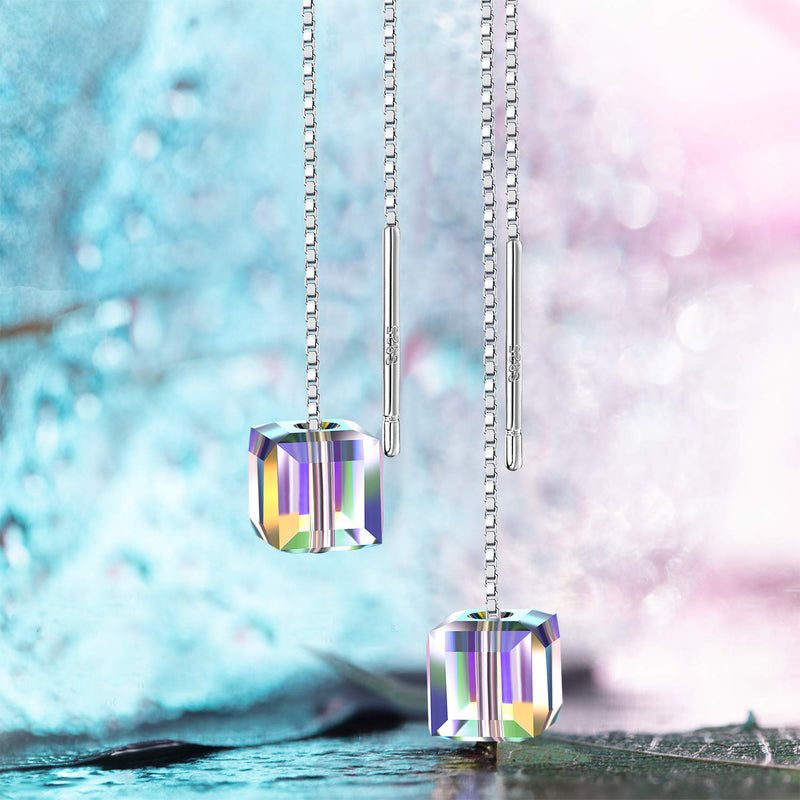 Aurora Borealis Swarovski Elements Dangling Earrings in 18K White Gold, earr, Golden NYC Jewelry, Golden NYC Jewelry jewelryjewelry deals, swarovski crystal jewelry, groupon jewelry,, jewelry for mom,