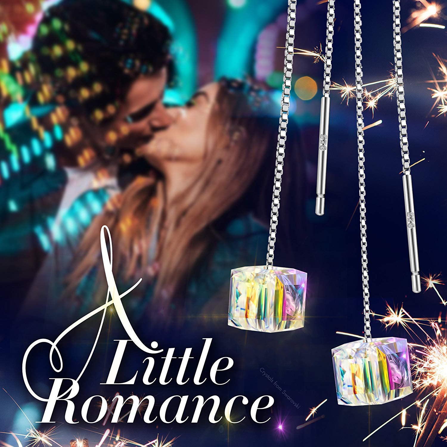 Aurora Borealis Swarovski Elements Dangling Earrings in 18K White Gold, earr, Golden NYC Jewelry, Golden NYC Jewelry jewelryjewelry deals, swarovski crystal jewelry, groupon jewelry,, jewelry for mom,