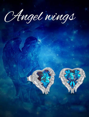 Angel Wings Sapphire Stud 18K White Gold Plated