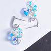 Aurora Borealis Austrian Dangling Cluster Grapevine Earrings in 14K White Gold