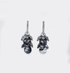 Black Austrian Dangling Cluster Grapevine Earrings in 14K White Gold
