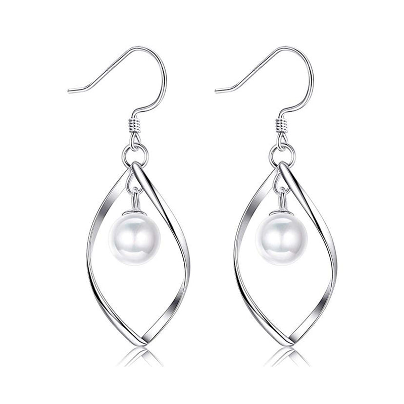 Freshwater Pearl Dangle Earrings in 18K White Gold Plated, , Golden NYC Jewelry, Golden NYC Jewelry jewelryjewelry deals, swarovski crystal jewelry, groupon jewelry,, jewelry for mom,