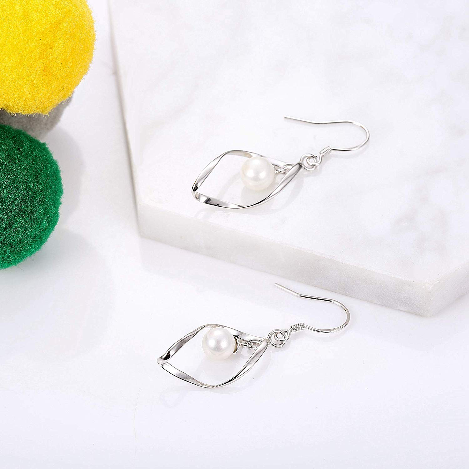 Freshwater Pearl Dangle Earrings in 18K White Gold Plated, , Golden NYC Jewelry, Golden NYC Jewelry jewelryjewelry deals, swarovski crystal jewelry, groupon jewelry,, jewelry for mom,