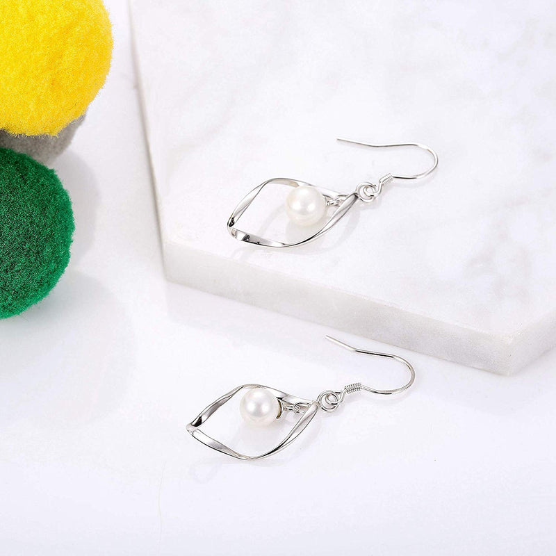 Freshwater Pearl Dangle Earrings in 18K White Gold Plated, , Golden NYC Jewelry, Golden NYC Jewelry jewelryjewelry deals, swarovski crystal jewelry, groupon jewelry,, jewelry for mom,